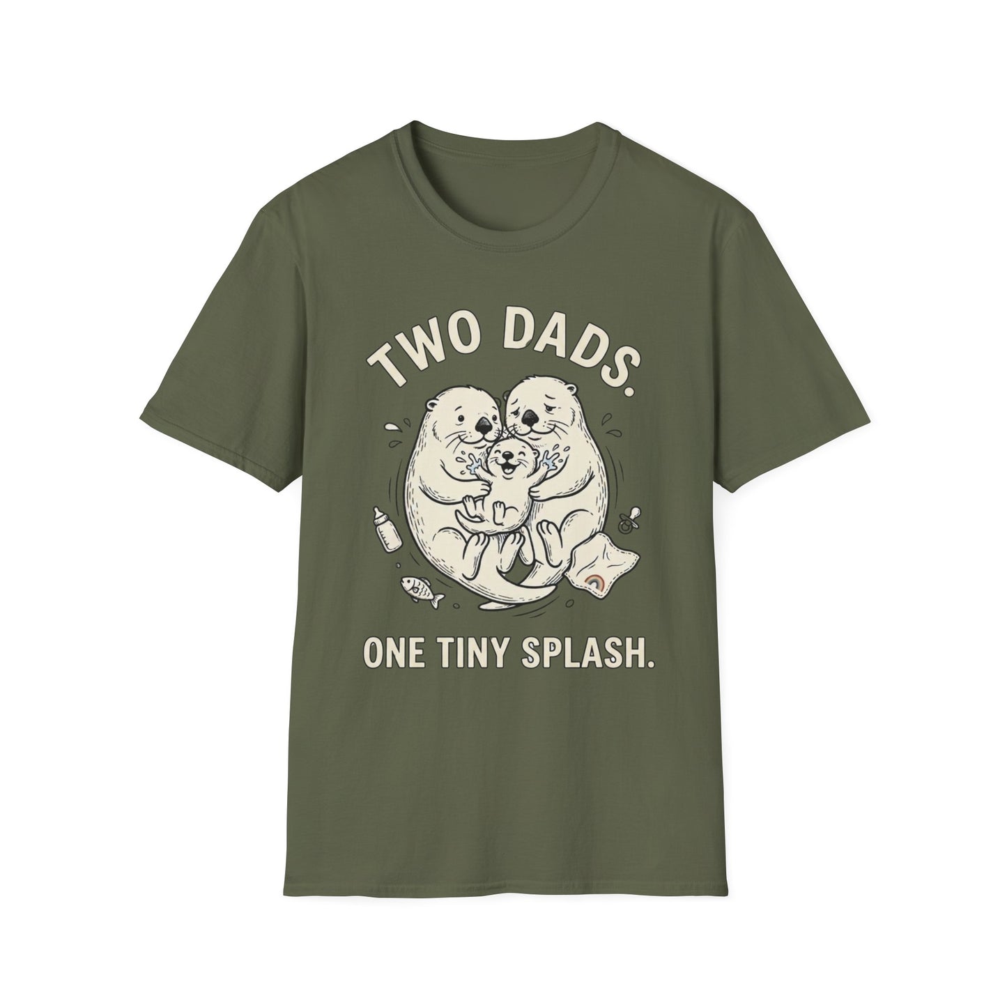 Two Dads. One Tiny Splash.™ | Funny Two Dad Family T-Shirt