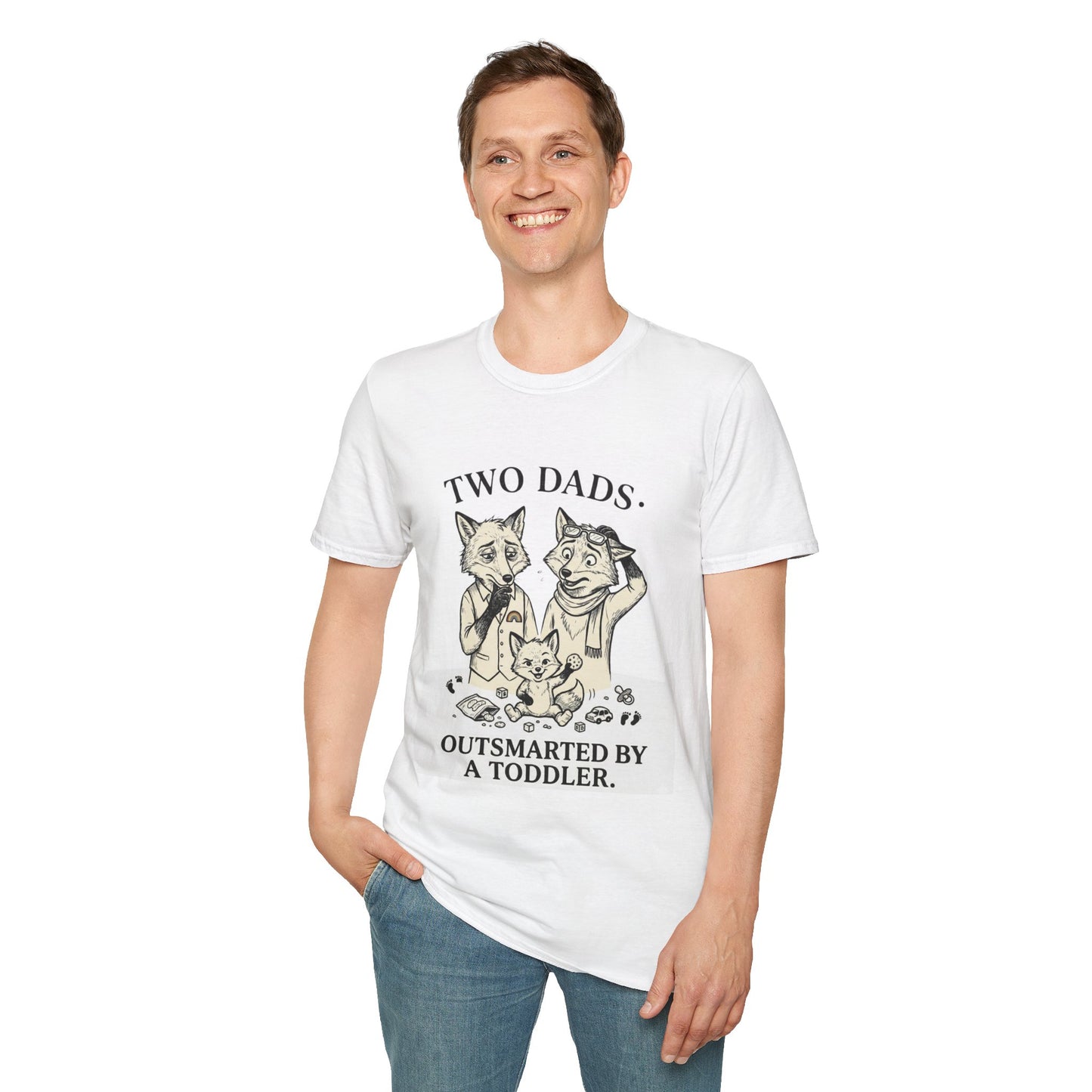 Two Dads. Outsmarted by a Toddler.™ | Funny Two Dads T-Shirt