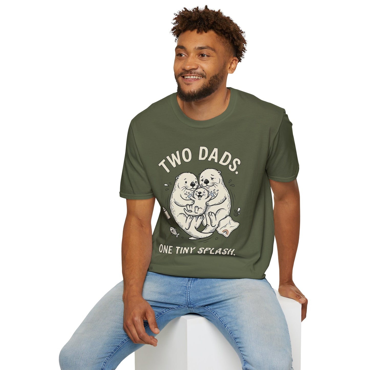 Two Dads. One Tiny Splash.™ | Funny Two Dad Family T-Shirt